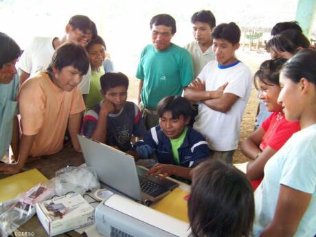 Fotovoltaic solar energy used for community computers in the provinces Morona Santiago and Pastaza Amazon Region Ecuador South America