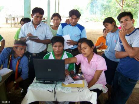 Fotovoltaic solar energy used for community computers in the provinces Morona Santiago and Pastaza Amazon Region Ecuador South America