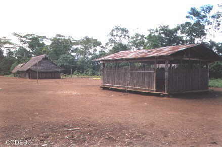 View to the old school, communal house and dining hallnow with electric light with photovoltaic energy