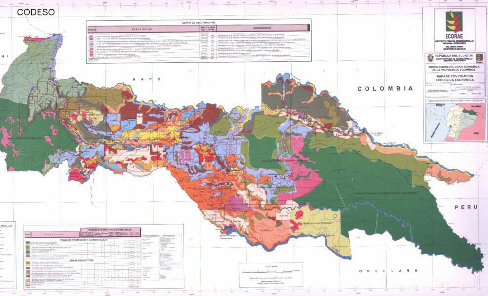Mapa temático de la Provincia SucumbíosZonificación Ecológica Económica