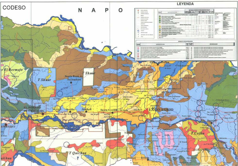 Mapa temático de la Provincia SucumbíosProductos Productivos Sustentables